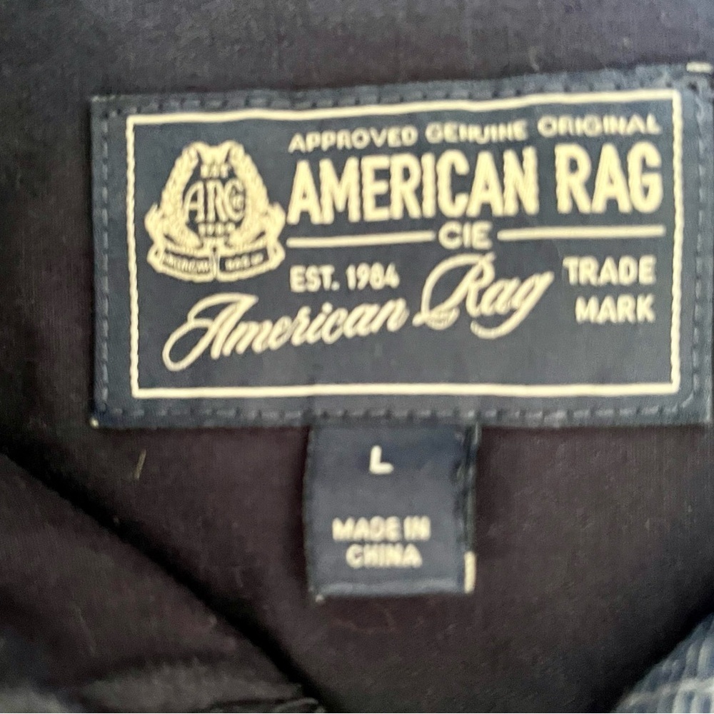 American Rag Multi-Blue Patchwork Shirt L - Picture 3 of 5